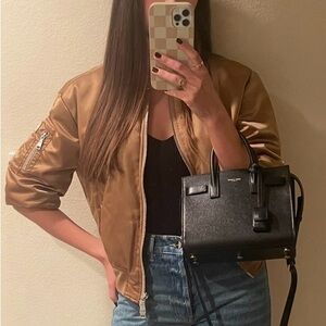ADD golden brown metallic zip waterproof bomber jacket size S / US 2-4